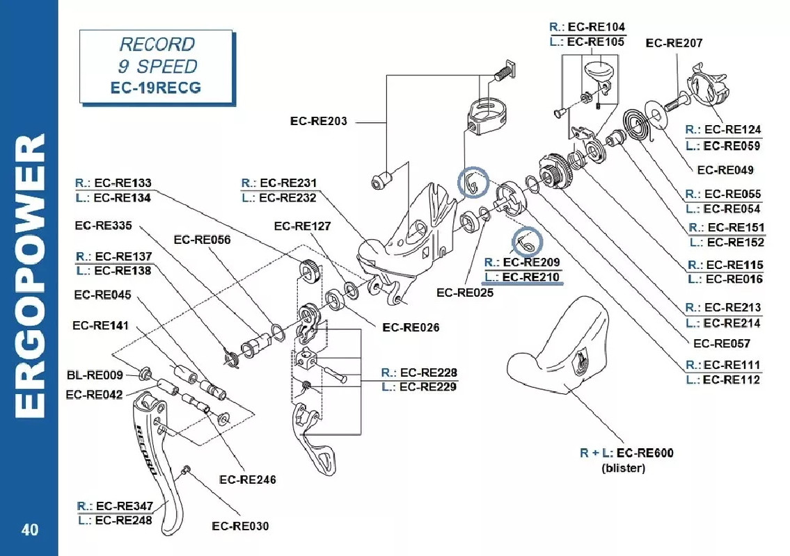 CAMPAGNOLO RECORD 10v" Molla di comando destra EC-RE209 (rif. 02)