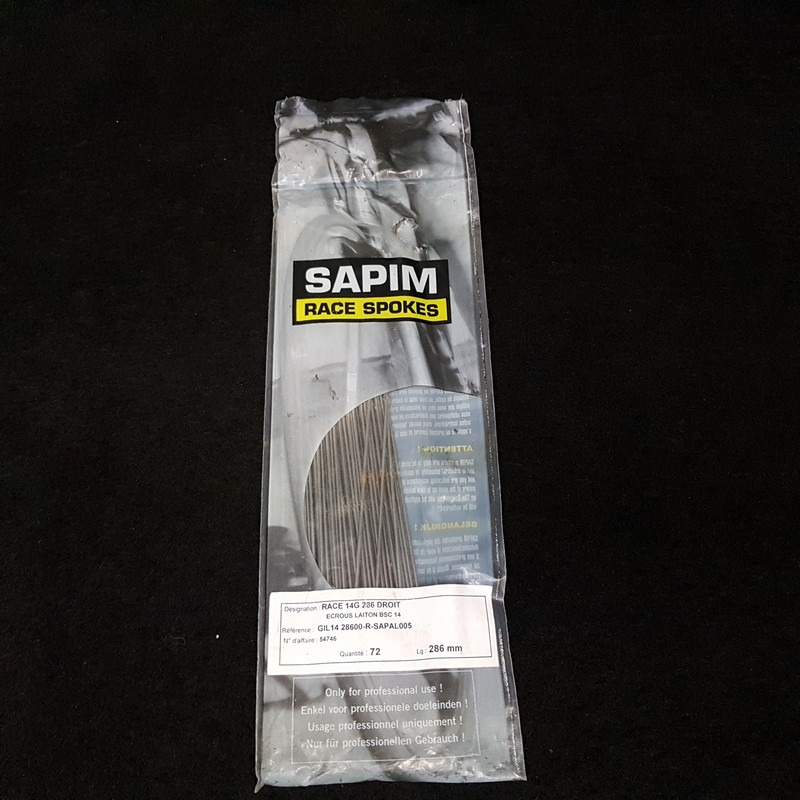 Juego de 5 radios "SAPIM RACE straight pull" Ø 1.8/2.0 - 286 mm