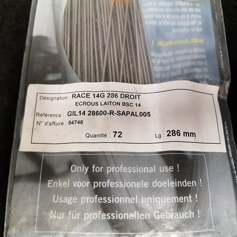 Juego de 5 radios "SAPIM RACE straight pull" Ø 1.8/2.0 - 286 mm