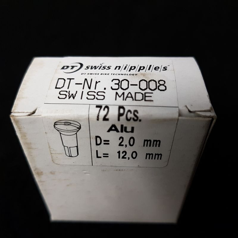 72 cabezales de radios «DT SWISS ALU» de 2 mm x 12 mm (Ref. 01)